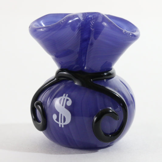 JAG Just Another Gallery Glass Money Bag Purple & Black #4 1.5"