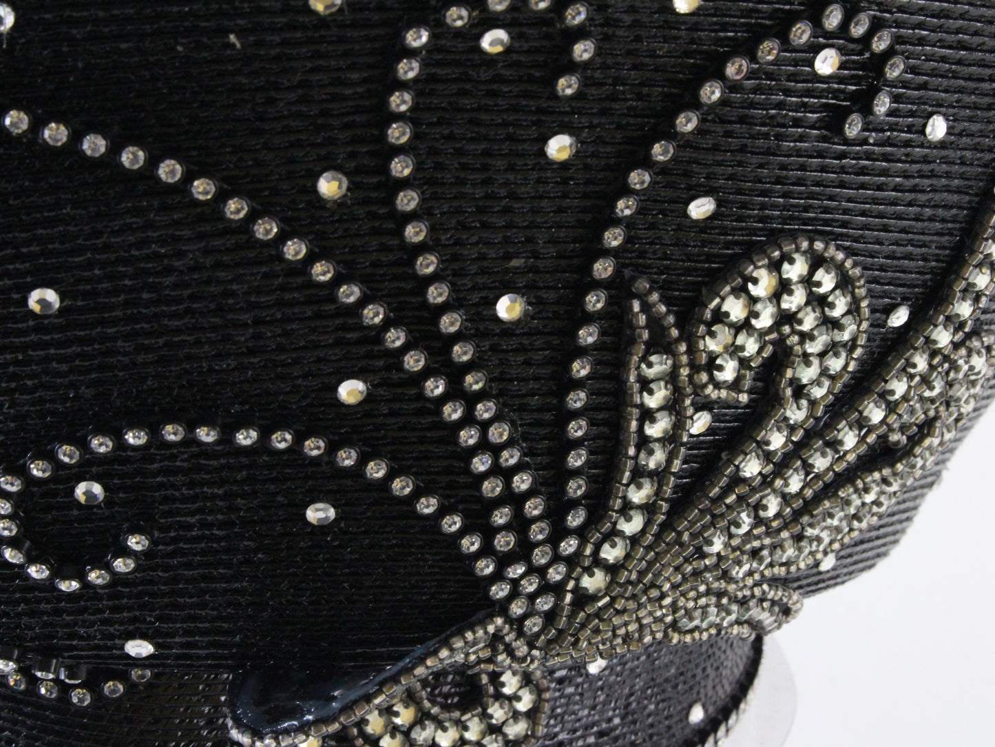 Makins New York Ladies Fancy Black Straw Like Hat W/ Rhinestones 7 1/8 57cm