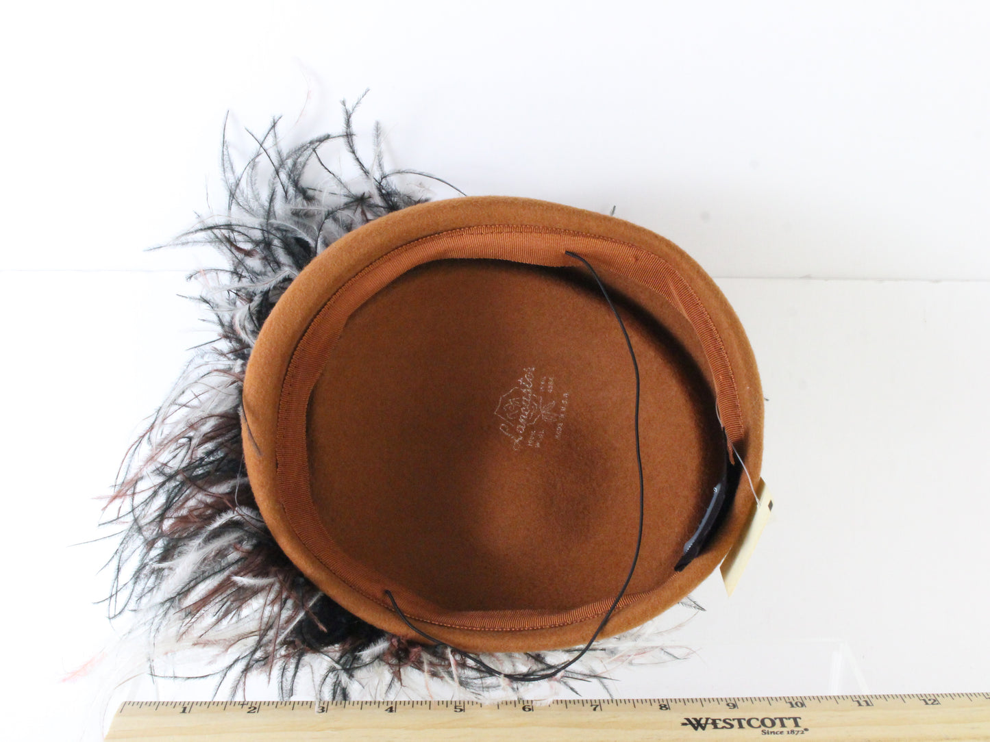 Sonni of California Ladies Copper Brown Wool Felt Hat W/ Feathers 6 7/8 55cm