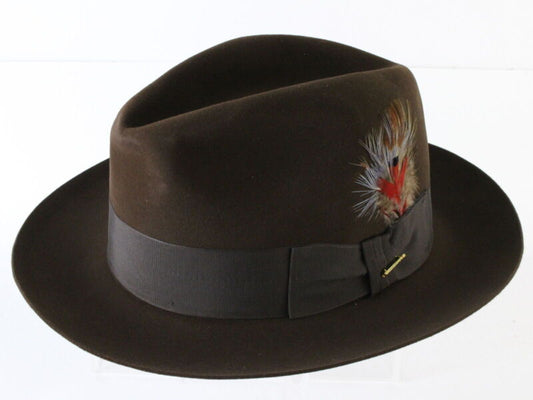 Stetson Mens Mink Brown Felt Fedora W/ Stetson Pin And Feathers MULTIPLE SIZES