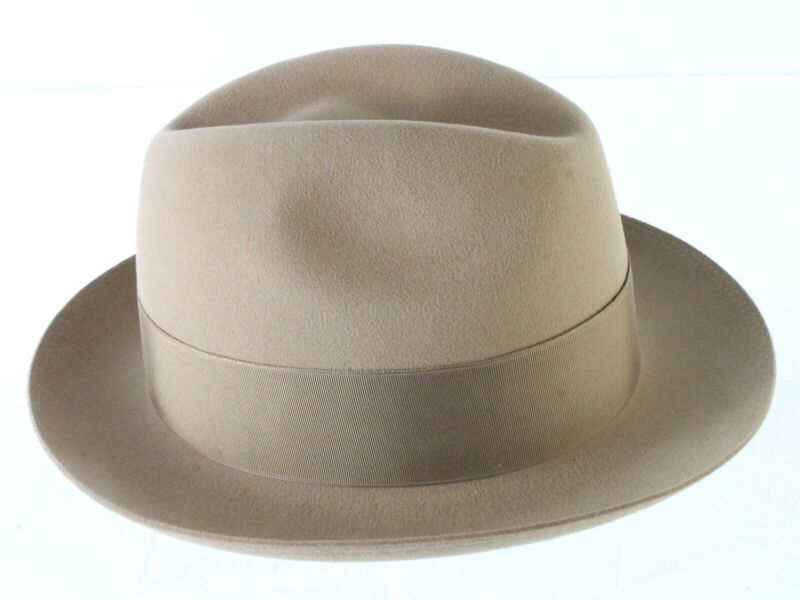 Biltmore Top Hatters Mens Pecan Brown Felt Fedora W/ Rust And Yellow Feathers