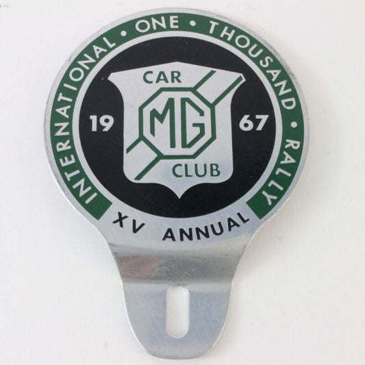 MG Car Club 1967 International One Thousand Rally 3.5" Metal Emblem Badge