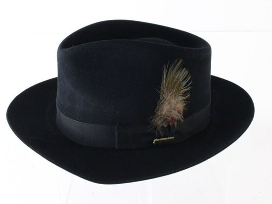 Stetson The Sovereign Mens Black Felt Fedora W/ Brown Feather MULTIPLE SIZES