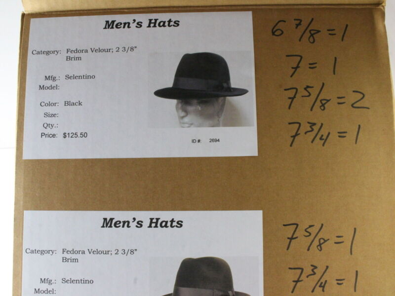 Selentino Mens Black Extra Fine Suede Fedora MULTIPLE SIZES