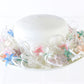 Don Anderson Ladies White Straw Spring Hat W/ Pink And Blue Flowers 7 56cm