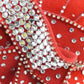 George Zamaul Couture Ladies Red Felt Boutique Hat W/ Rhinestones 6 7/8 55cm