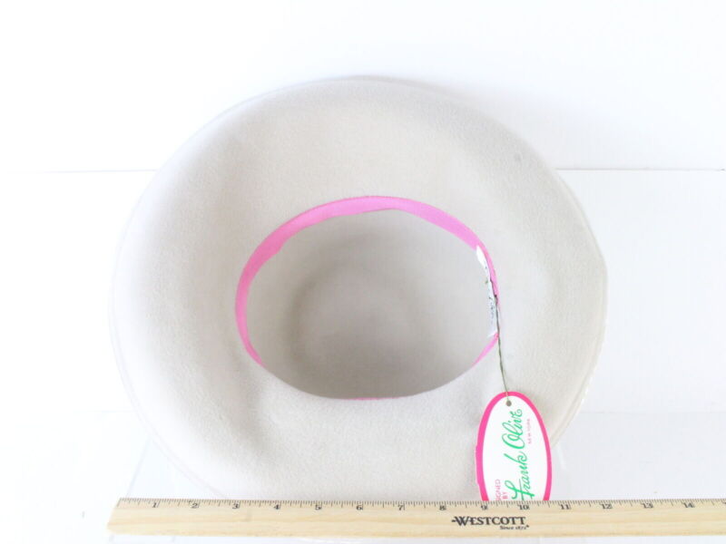 Frank Olive New York Ladies Boutique Off White Felt Hat W/ Band 7 56cm