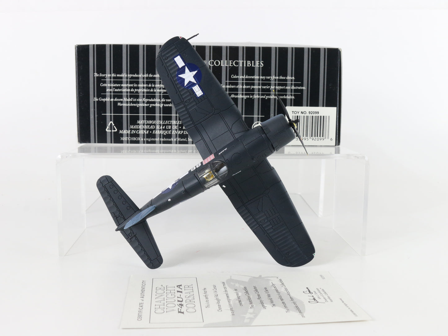 Chance Vought F4u-1a Corsair Fighter Plane WW2 Platinum Matchbox 1:72 92099