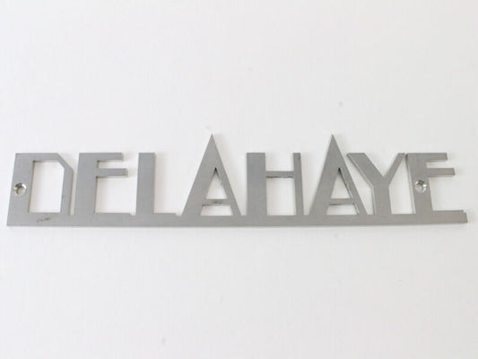 Delahaye Automobile Script 6.75" Metal Emblem Badge