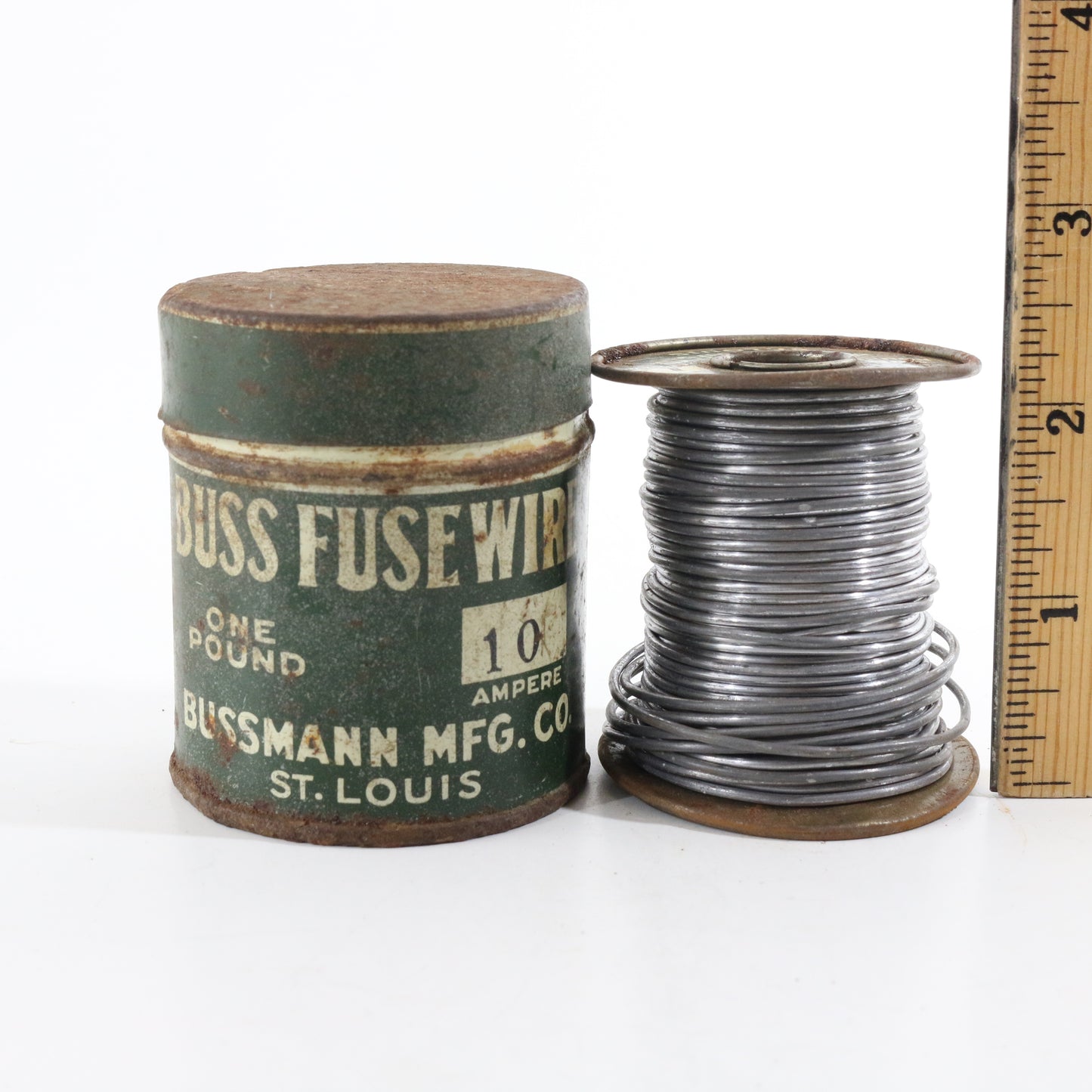 Bussfuses Bussmann One 10 Amp Vintage Metal Can Container & Spool Fuse Wire