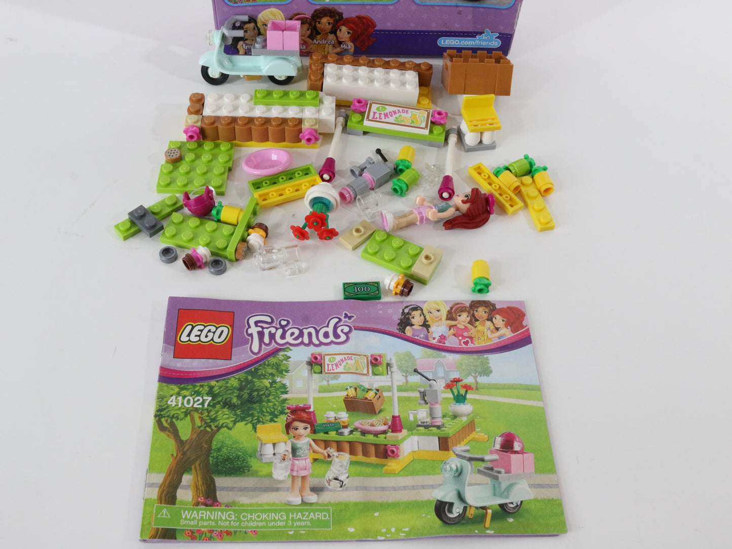 Lego Friends Mias Lemonade Stand Partly Built Set 41027 W/ Box & Instructions