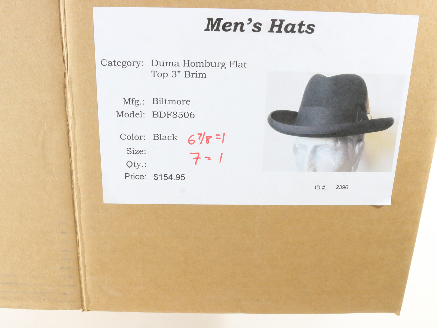 Biltmore Hats Heritage Collection Duma Mens Black Felt Homburg 7 56cm