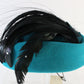 Sonni of California Ladies Turqouise and Black Wool Felt Dress Hat 7 1/8 57cm