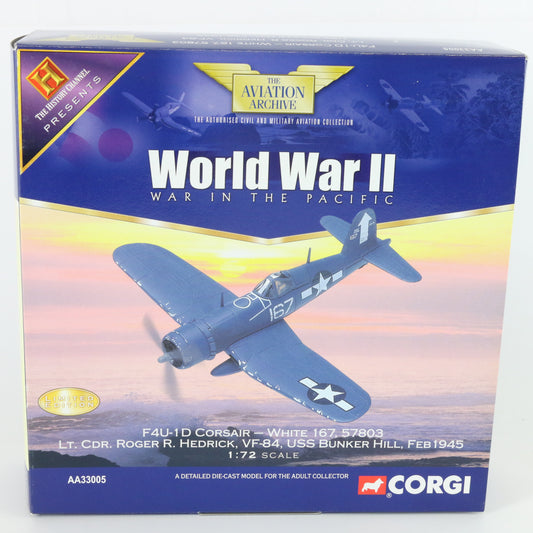 F4u-1d Corsair Vf-84 Uss Bunker Hill Fighter Plane Corgi Model