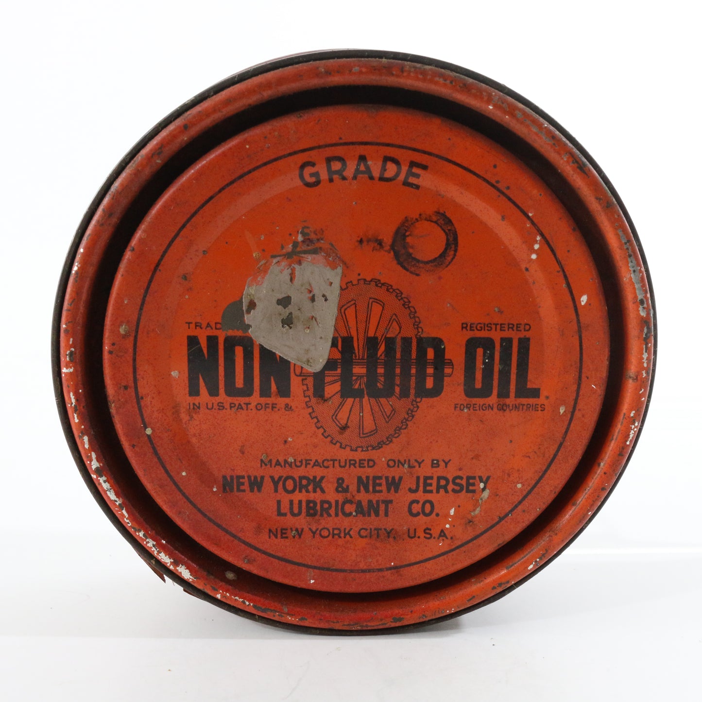 New York & Jersey Lubricant Grade Non Fluid Oil Vintage Metal Can Container