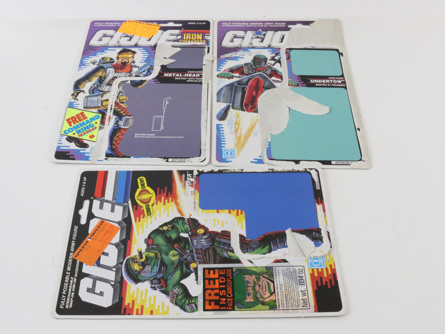 Lot Of 6 GI Joe Cobra 3.75��� File Card Backs Viper, Gnawgahyde, Undertow