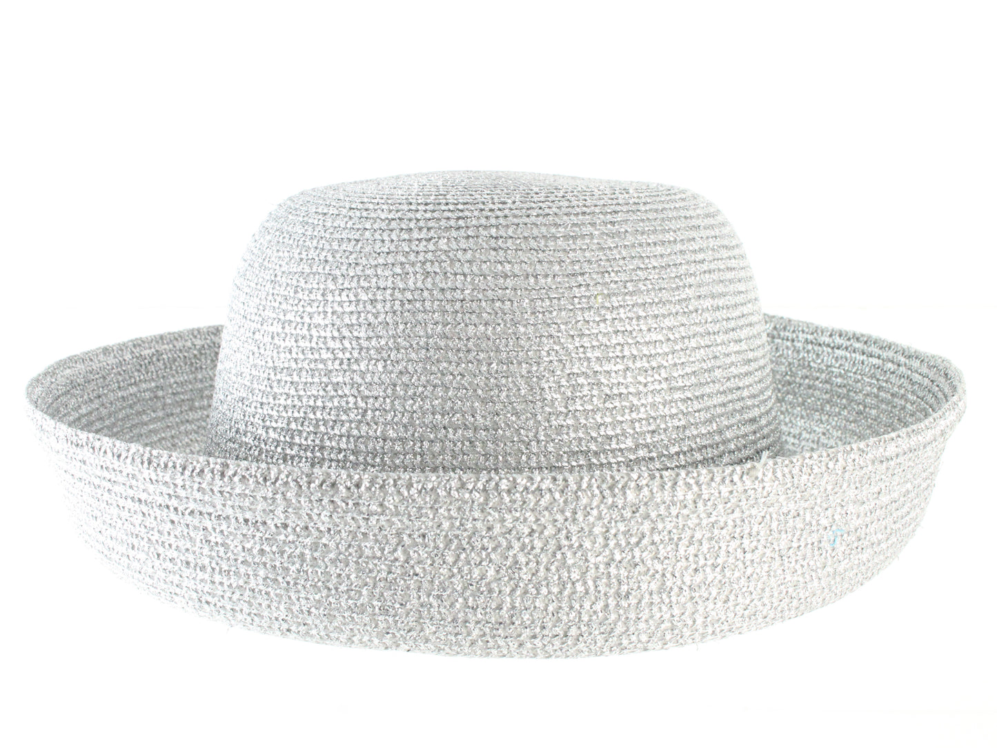 Georgie Ladies Boutique Silver Straw Like Summer Hat 7 1/8 57cm