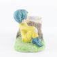 Vintage Yellow & Blue Stump Container W/ Lid Ceramic Pixie 3.5. In