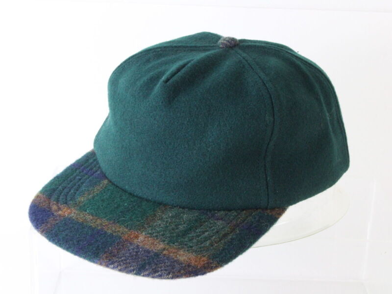 Lake Of The Isles Mens Green Wool Plaid Adjustable Hipster Winter Hat Cap