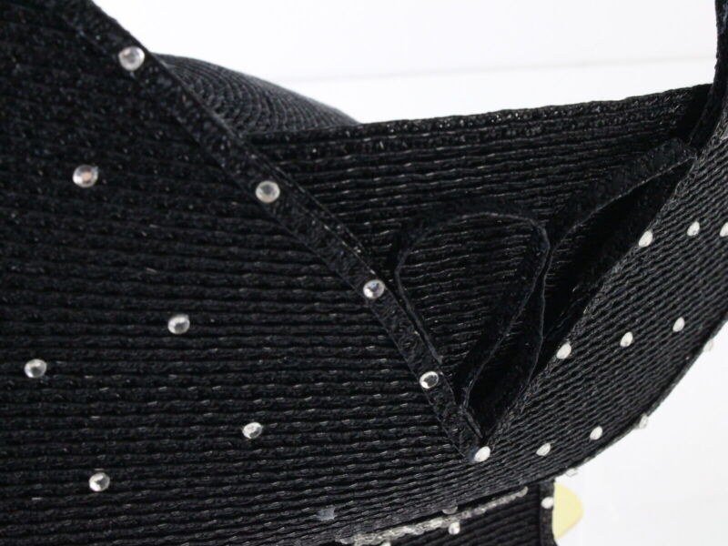 George Zamaul New York Ladies Black Boutique Hat W/ Rhinestones 7 56cm