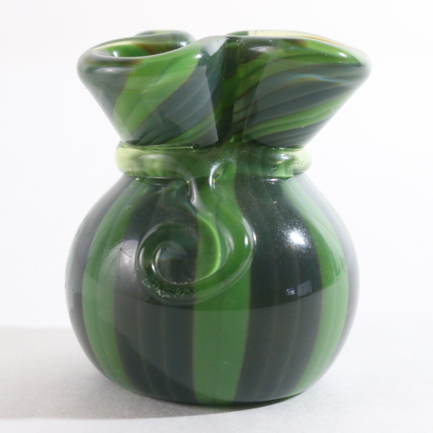 JAG Just Another Gallery Glass Money Bag Green Black Swirl Design #18 1.5"