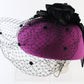 Georgie Ladies Elegant Boutique Purple Wool Felt Hat W/ Flowers 6 3/4 54cm