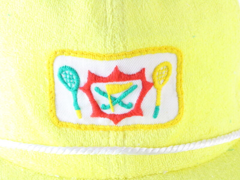 Langenberg Hat Co Mens Cap Yellow Cotton Terry Ball Cap Tennis Emblem One Size