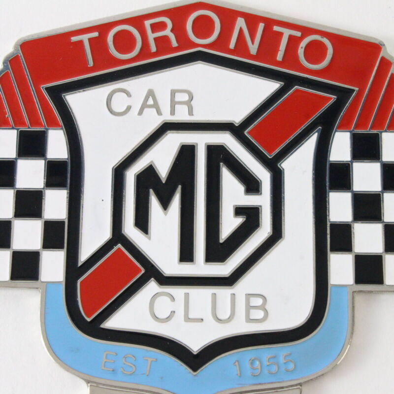 Vintage Toronto MG Car Club Est 1955 4.75" Metal Car Badge Emblem