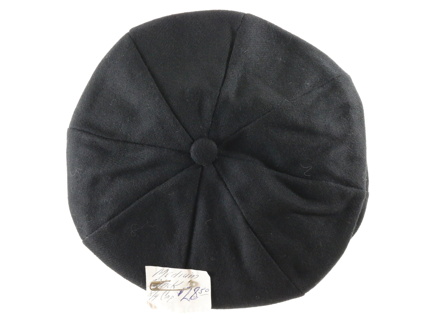 Mens Classic Black Felt Eight Quarter Cap Newsboy Cap SIZE: M