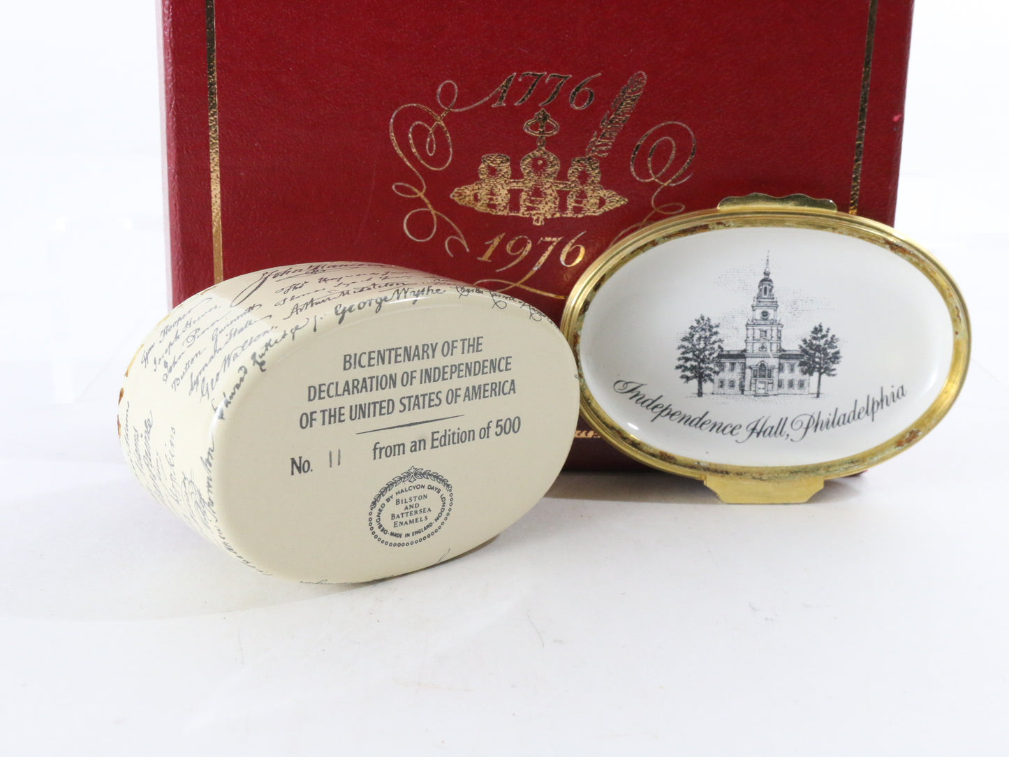 Bilston & Battersea Halcyon Days Declaration Of Independence Enamel Box 11/500