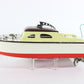 Vintage White Yellow Red Remote Controlled Battery Cabin Cruiser Wooden Boat 12"