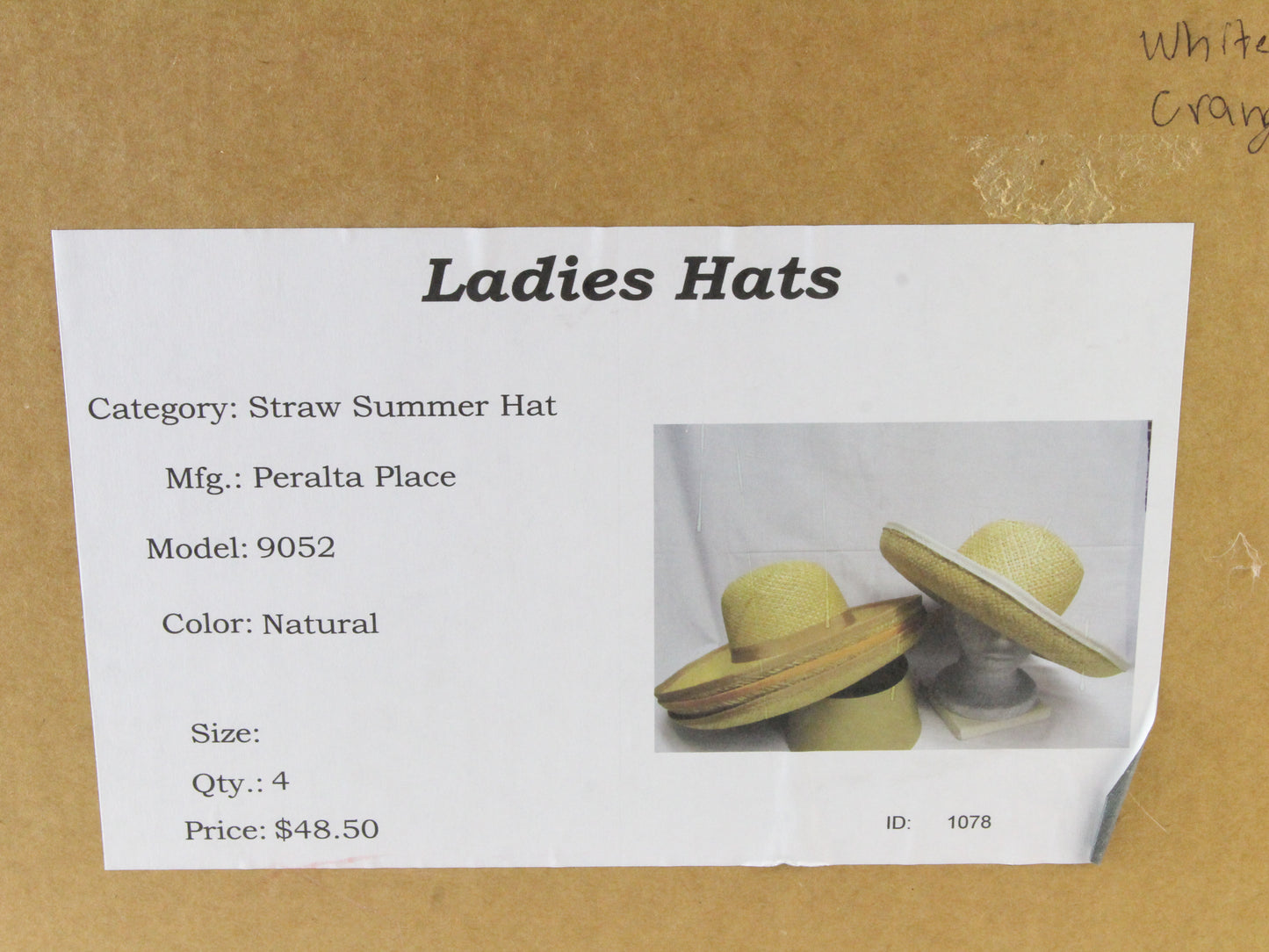 Peralta Place Ladies Natural Straw Summer Hat W/ Orange Band 7 56cm