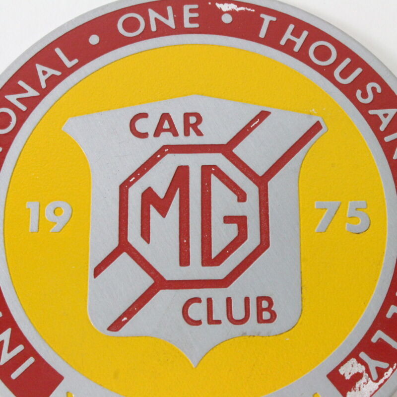 MG Car Club International One Thousand Rally 1975 4.75" Metal Emblem Badge