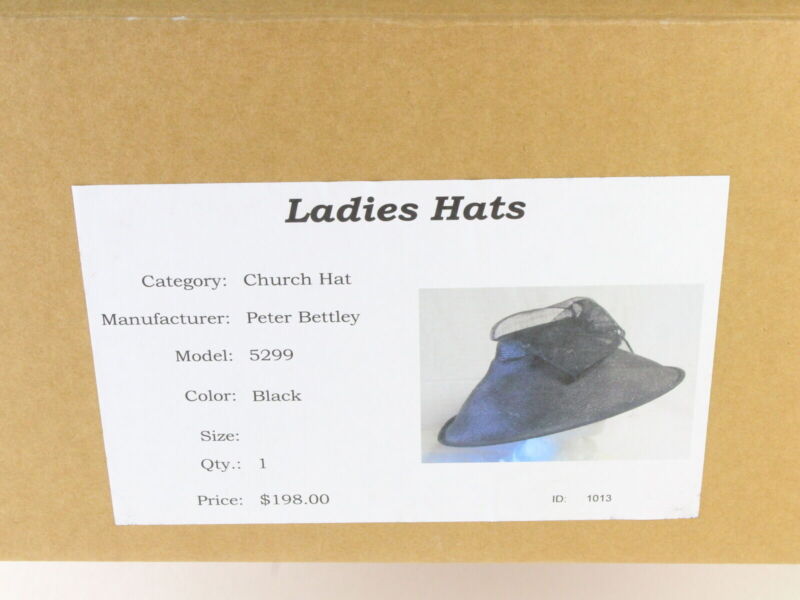 Peter Bettley London Ladies Boutique Black Church Hat W/ Bow 6 7/8 55cm