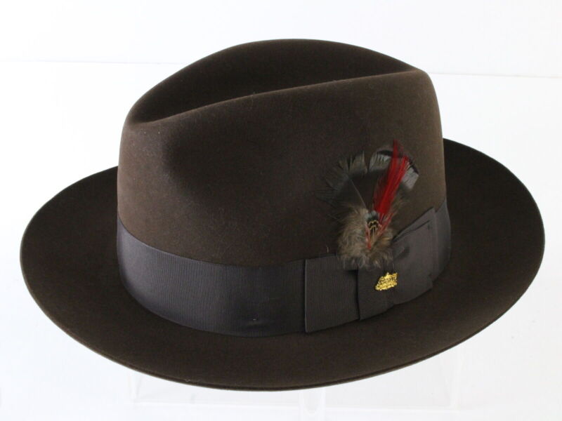 Stetson The Sovereign Mens Mink Brown Felt Fedora W/ Pin, Feather MULTIPLE SIZES