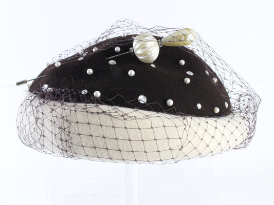 Mr John Classic Ladies Brown and White Wool Felt Hat 7 1/8 57cm