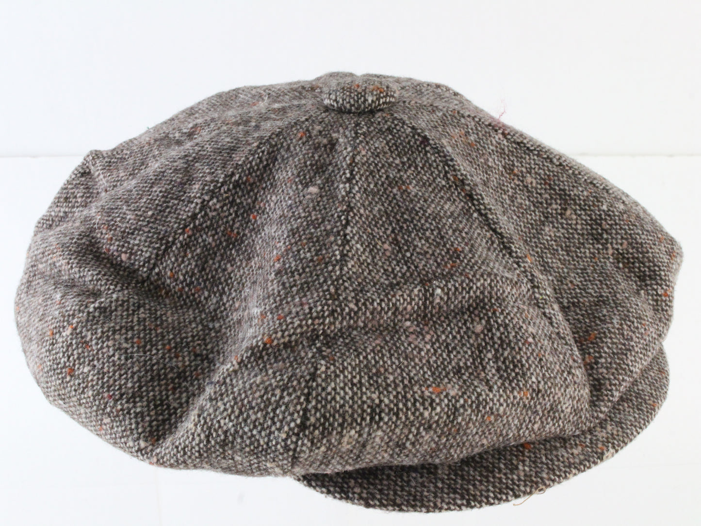 Mens Brown Mix Tweed Eight Quarter Cap Newsboy Hat One Size