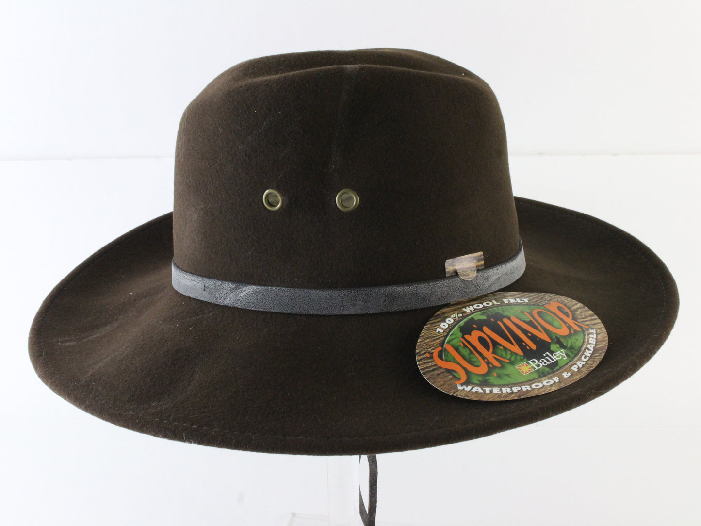 Bailey Survivor Mens Brown Wool Felt Outback Hat Water Resistant MULTIPLE SIZES