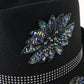 Joe Bill Miller Ladies Fancy Black Wool Felt Hat W/ Sequins 7 56cm