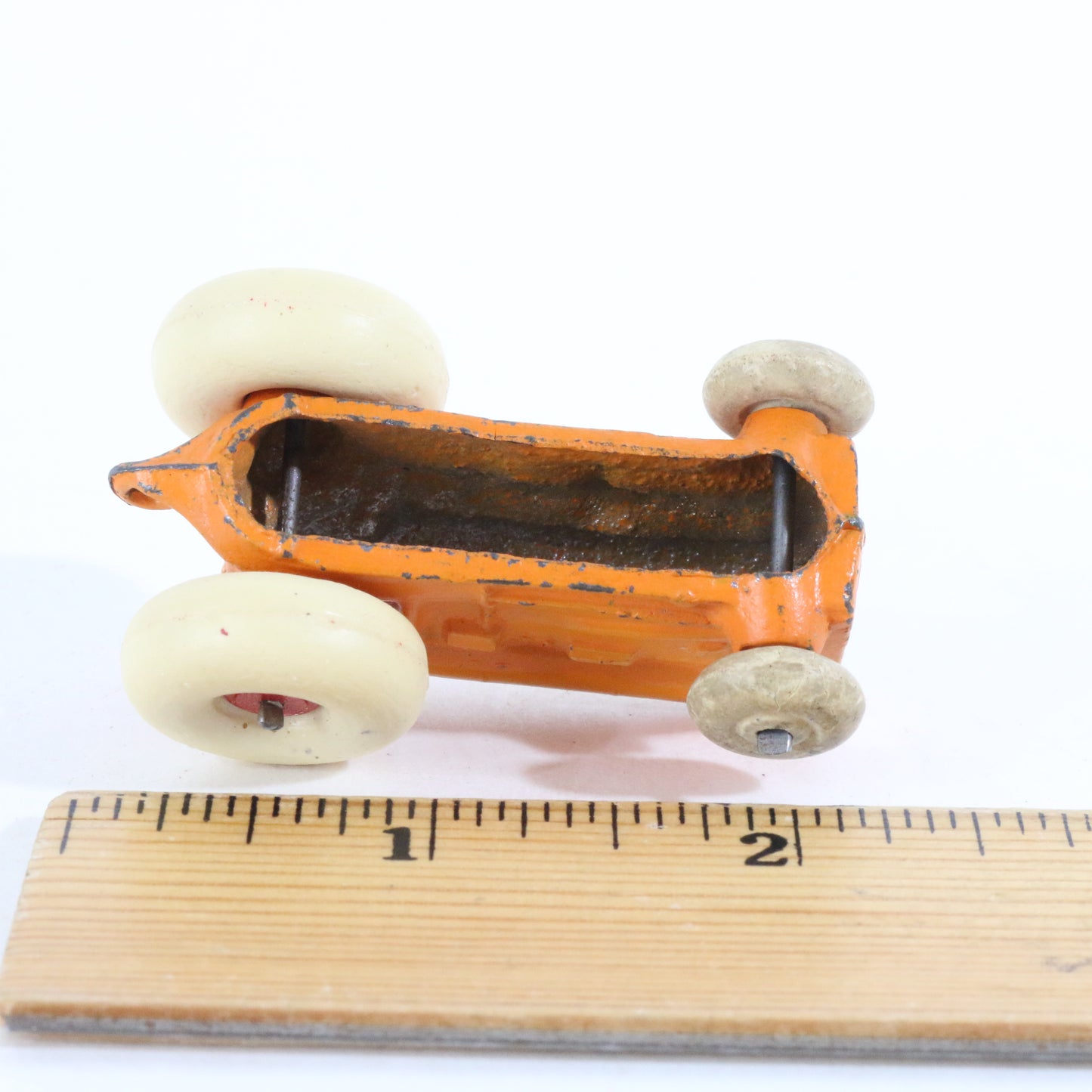 Vintage Orange Tractor w/ White Rubber Wheels 2.25"