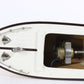 Vintage White Yellow Red Remote Controlled Battery Cabin Cruiser Wooden Boat 12"