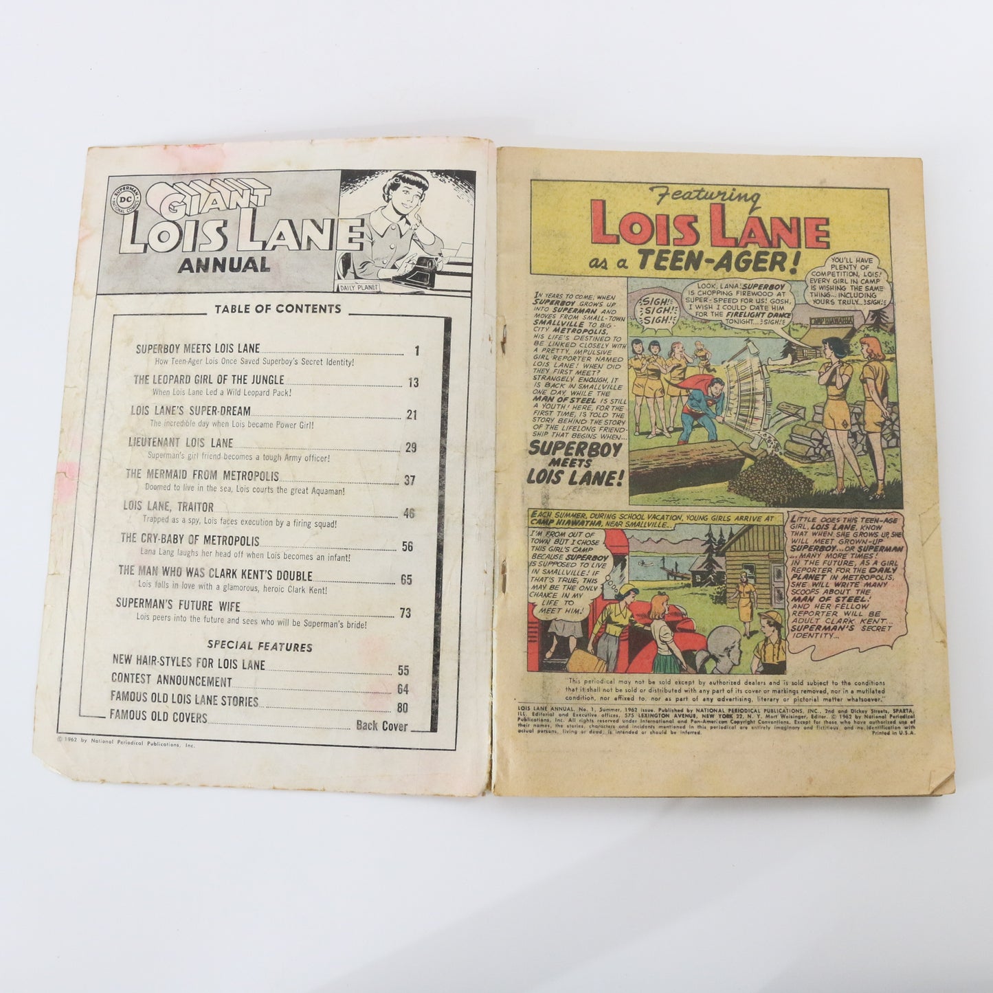 Giant Lois Lane Annual No 1 80 Pages Dc Comics 25c Summer 1962