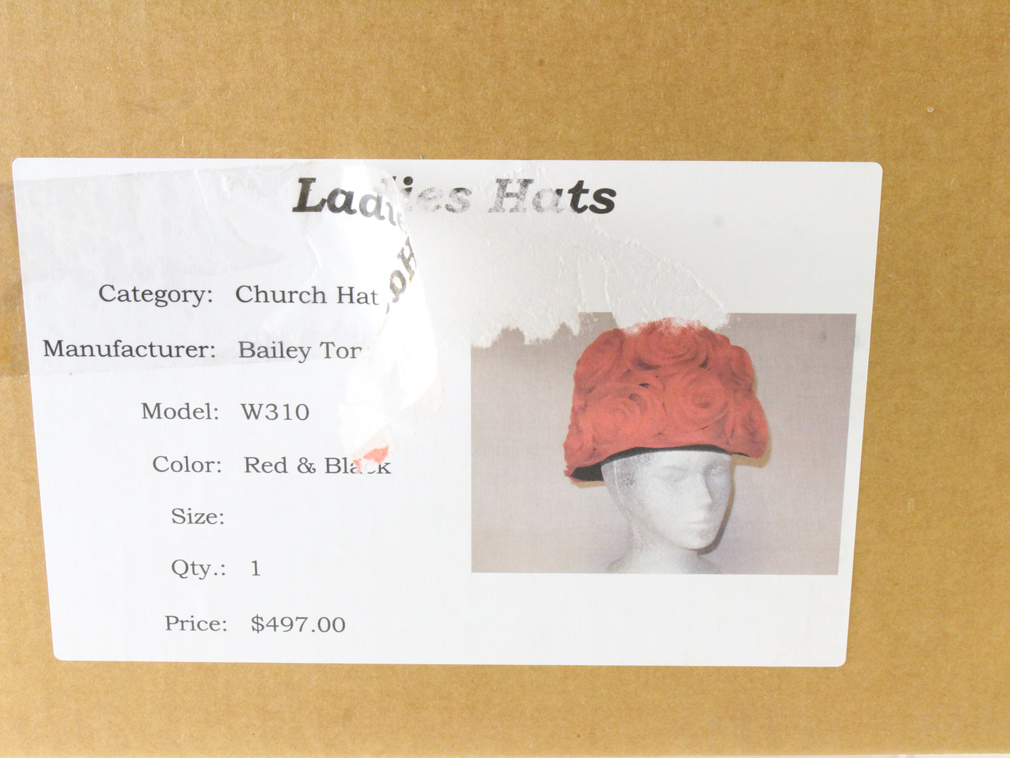 Bailey Tomlin London Ladies Red Boutique Hat W/ Mesh Roses 7 56cm