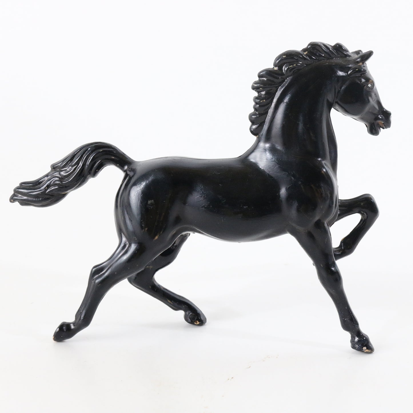 Vintage Black Running Plastic Horse Toy Figurine 6.5" Philippines