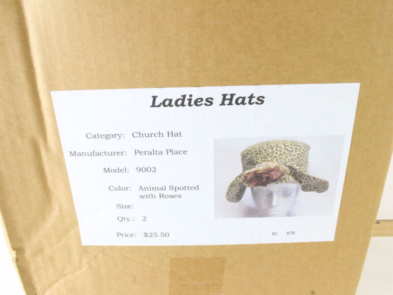 Peralta Place Ladies Leopard Print Boutique Hat W/ Rose 7 1/4 58cm