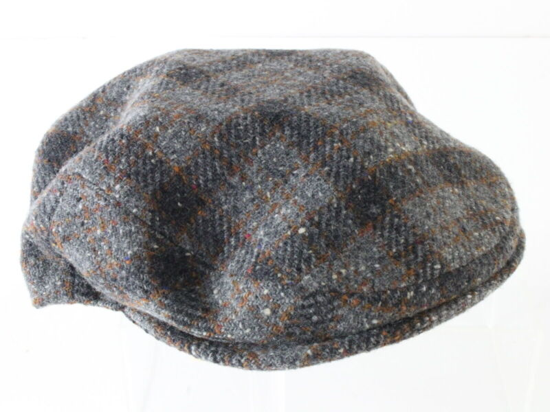 Borsalino Doria Mens Dark Gray Plaid Wool Ivy Cap MULTIPLE SIZES