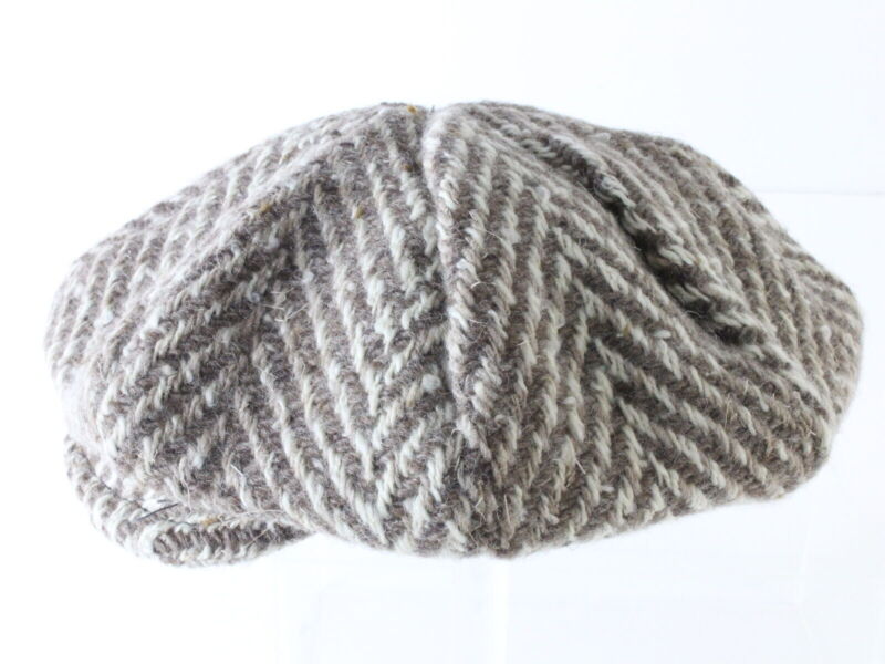 Mens Brown And White Eight Quarter Cap L Woven Style