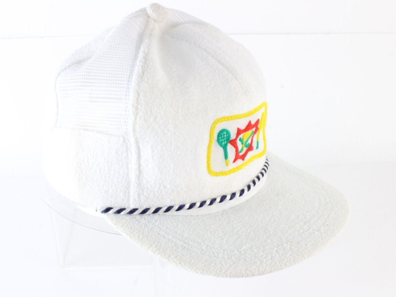 Langenberg Hat Co SNAPBACK White Cotton Terry Ball Cap W/ Tennis Emblem One Size