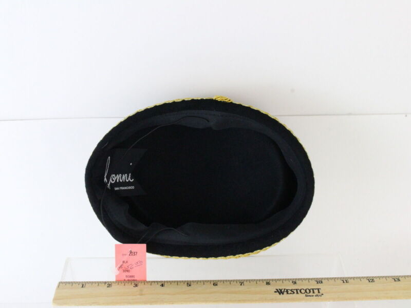 Sonni Of California Laides Boutique Black And Gold Felt Cap 6 7/8 55cm