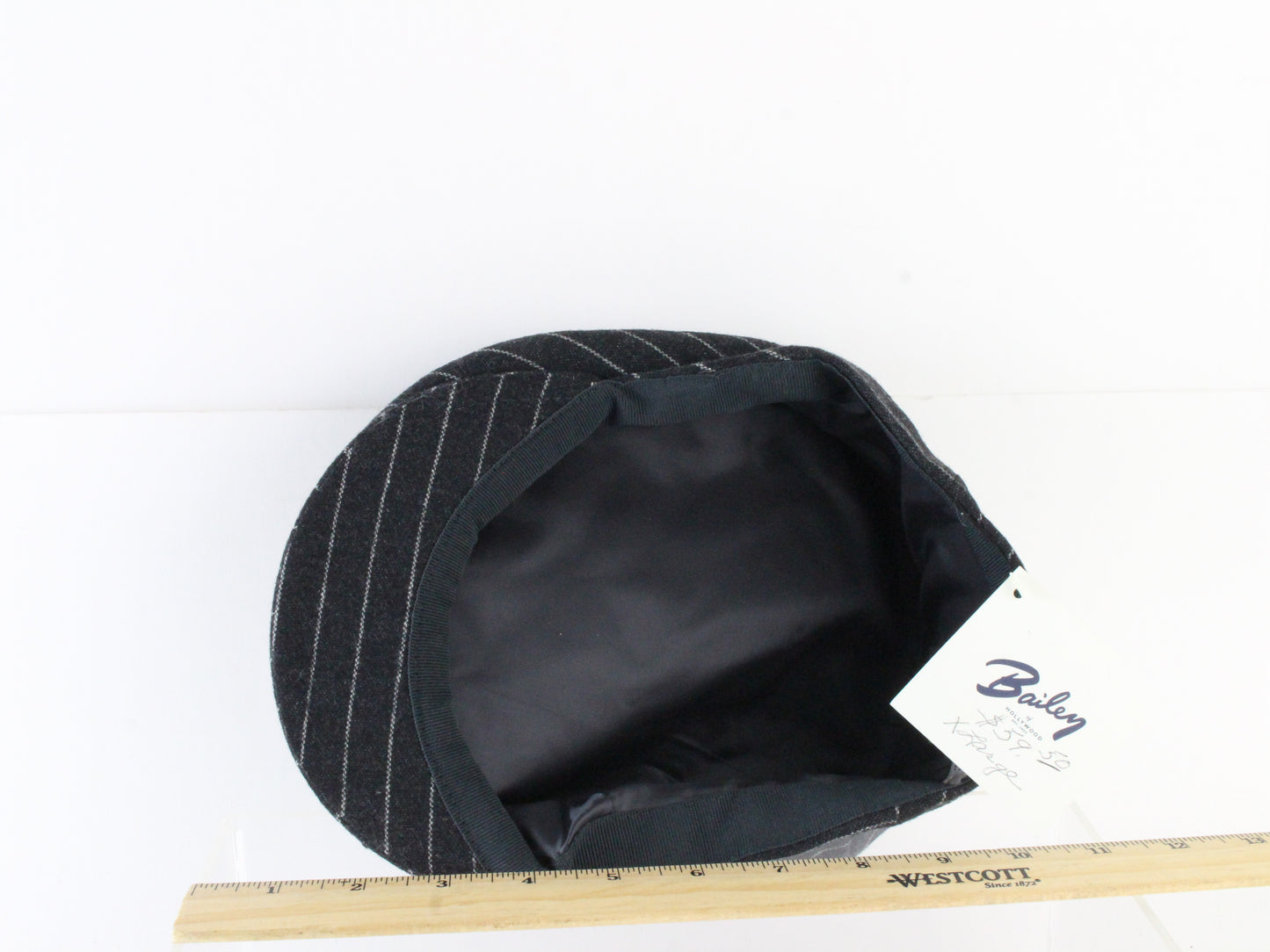 Bailey of Hollywood Mens Black Striped Wool Blend Ivy Cap XL